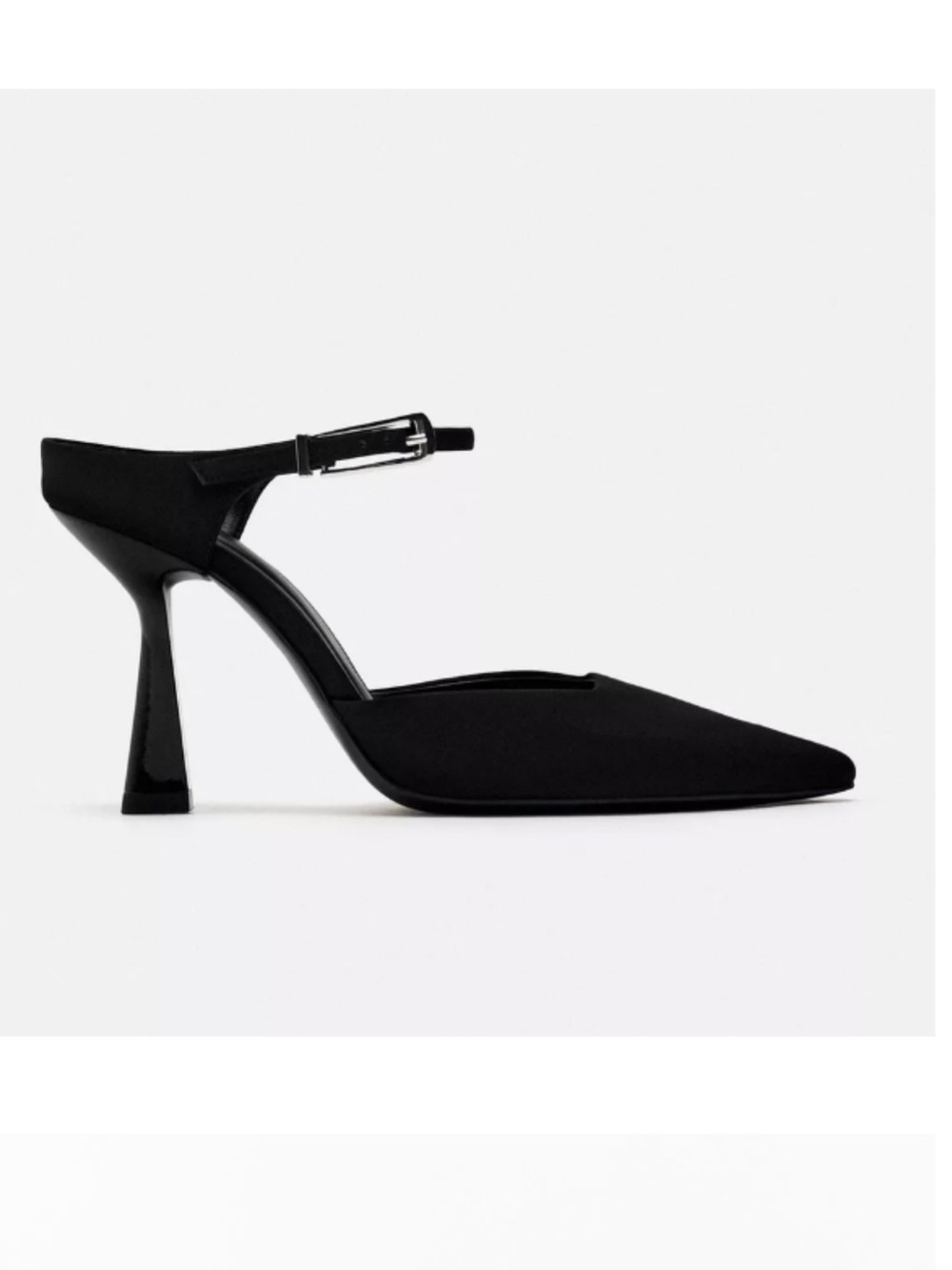 Zara Buckle Detail Heels Black Pointed-Toe